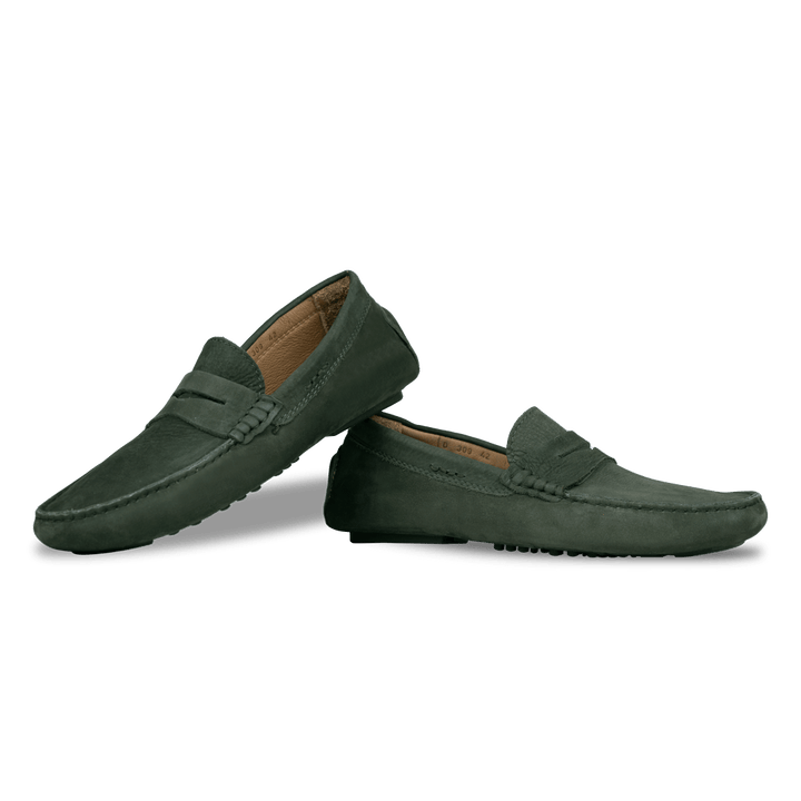 Gary: Mocassin Homme - Daim Vert - Bleather Maroc