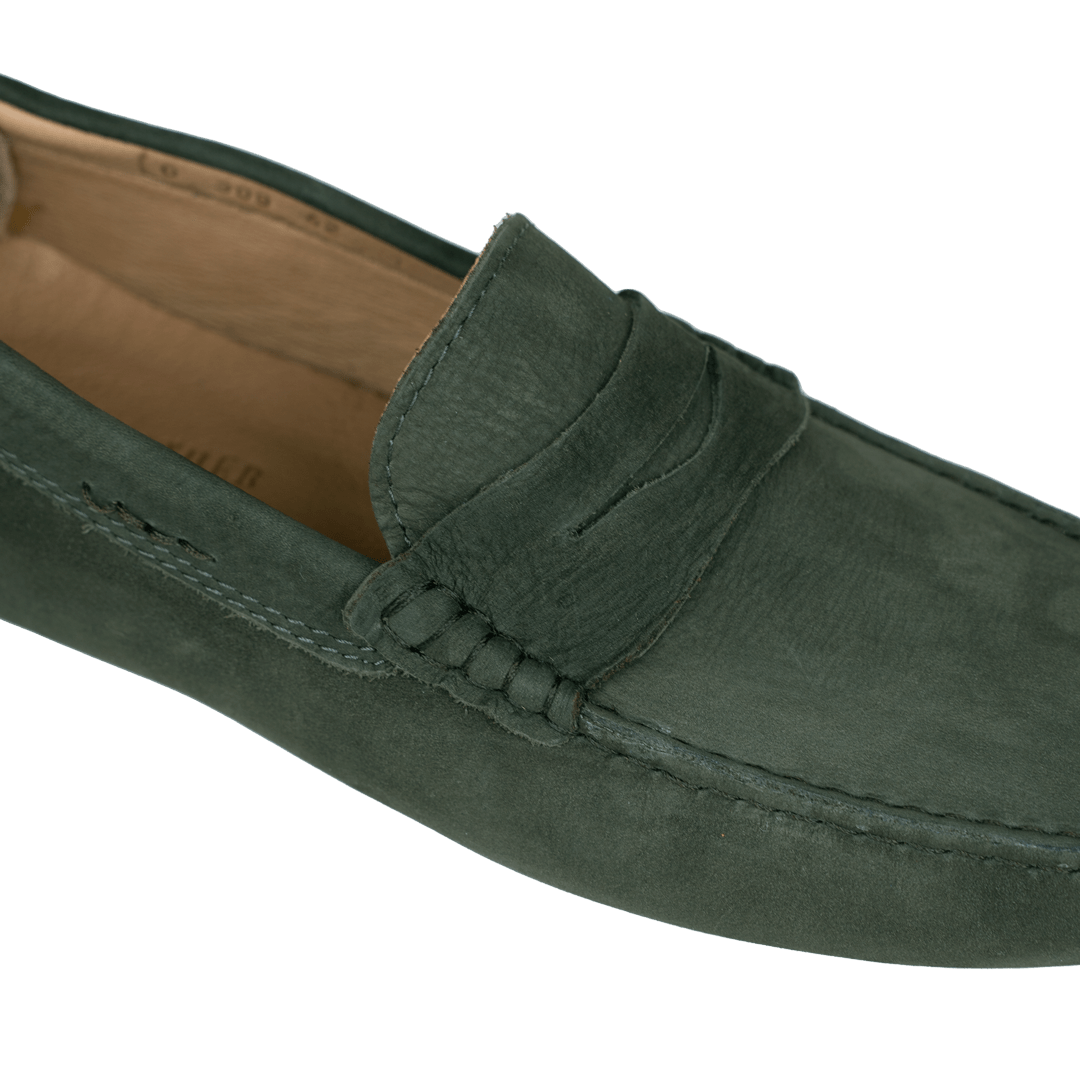 Gary: Mocassin Homme - Daim Vert - Bleather Maroc