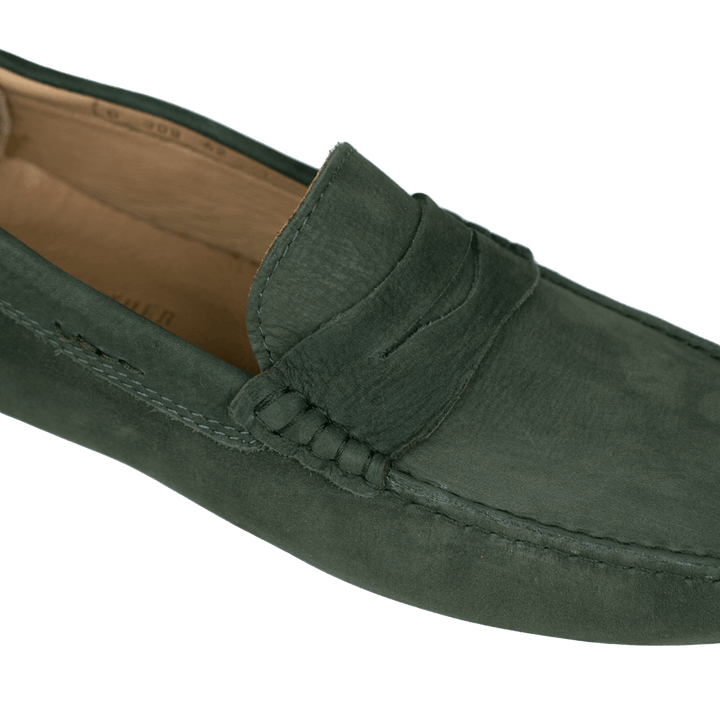 Gary: Mocassin Homme - Daim Vert - Bleather Maroc