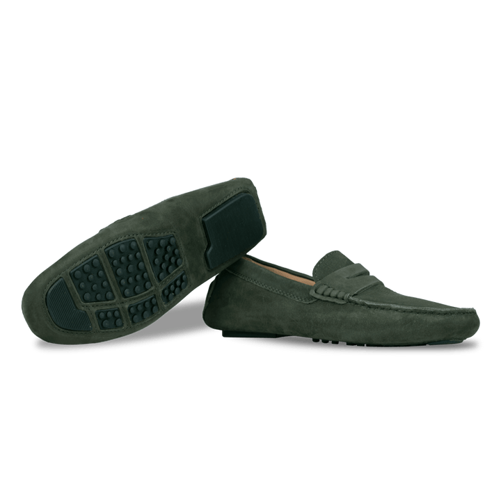 Gary: Mocassin Homme - Daim Vert - Bleather Maroc