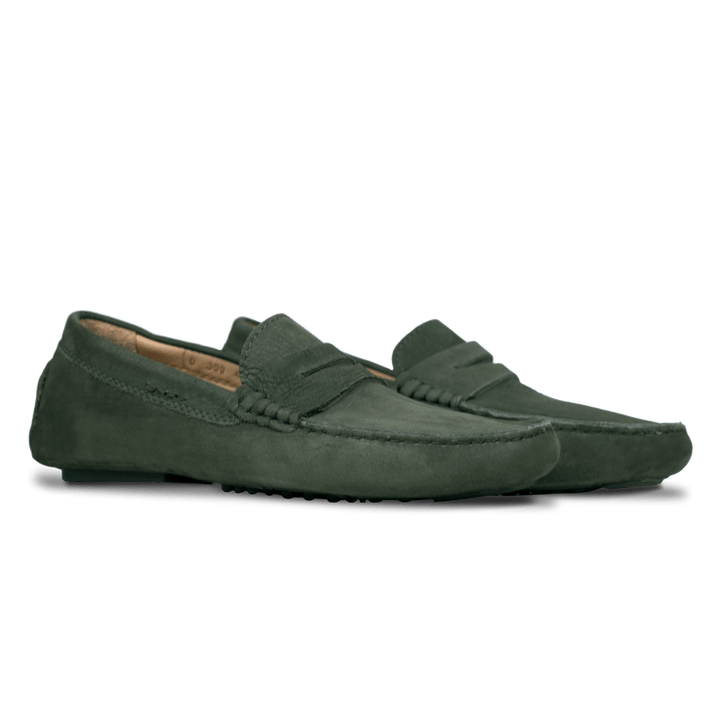 Gary: Mocassin Homme - Daim Vert - Bleather Maroc