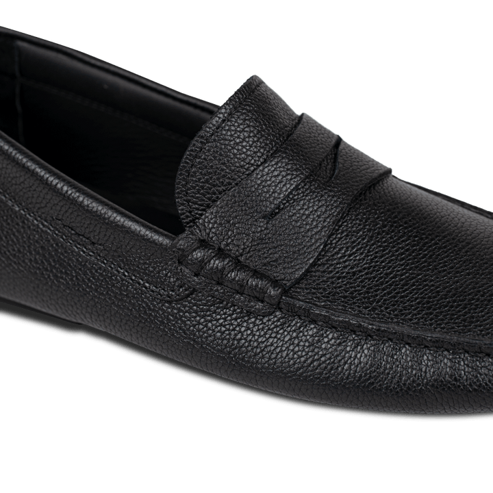 Gary: Mocassin Homme - Gomme Noir Grainé - Bleather Maroc