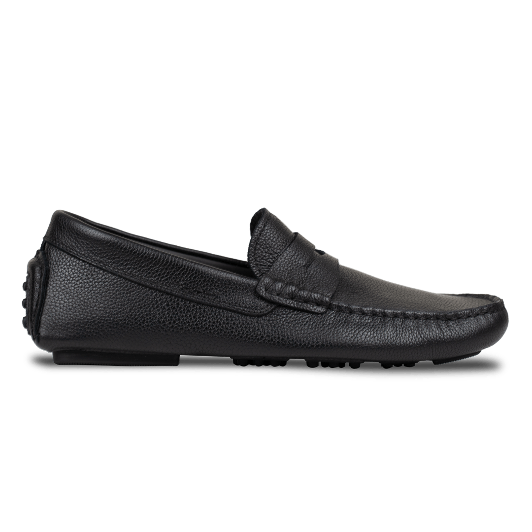Gary: Mocassin Homme - Gomme Noir Grainé - Bleather Maroc