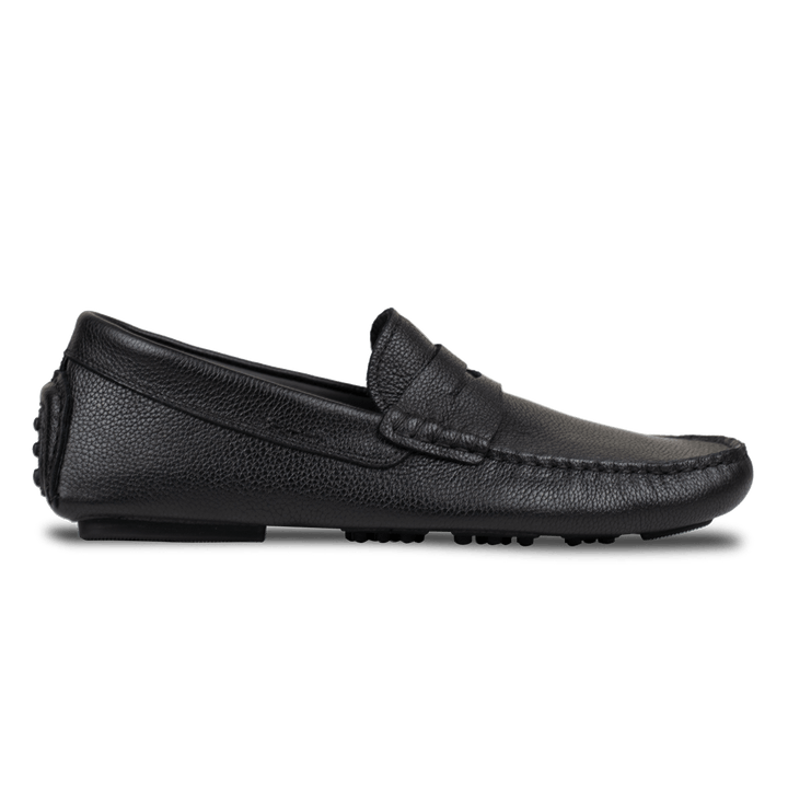 Gary: Mocassin Homme - Gomme Noir Grainé - Bleather Maroc