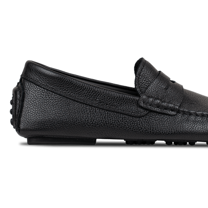 Gary: Mocassin Homme - Gomme Noir Grainé - Bleather Maroc