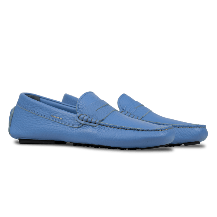 Gary:Mocassin Homme - Gomme Bleu Azur - Bleather Maroc
