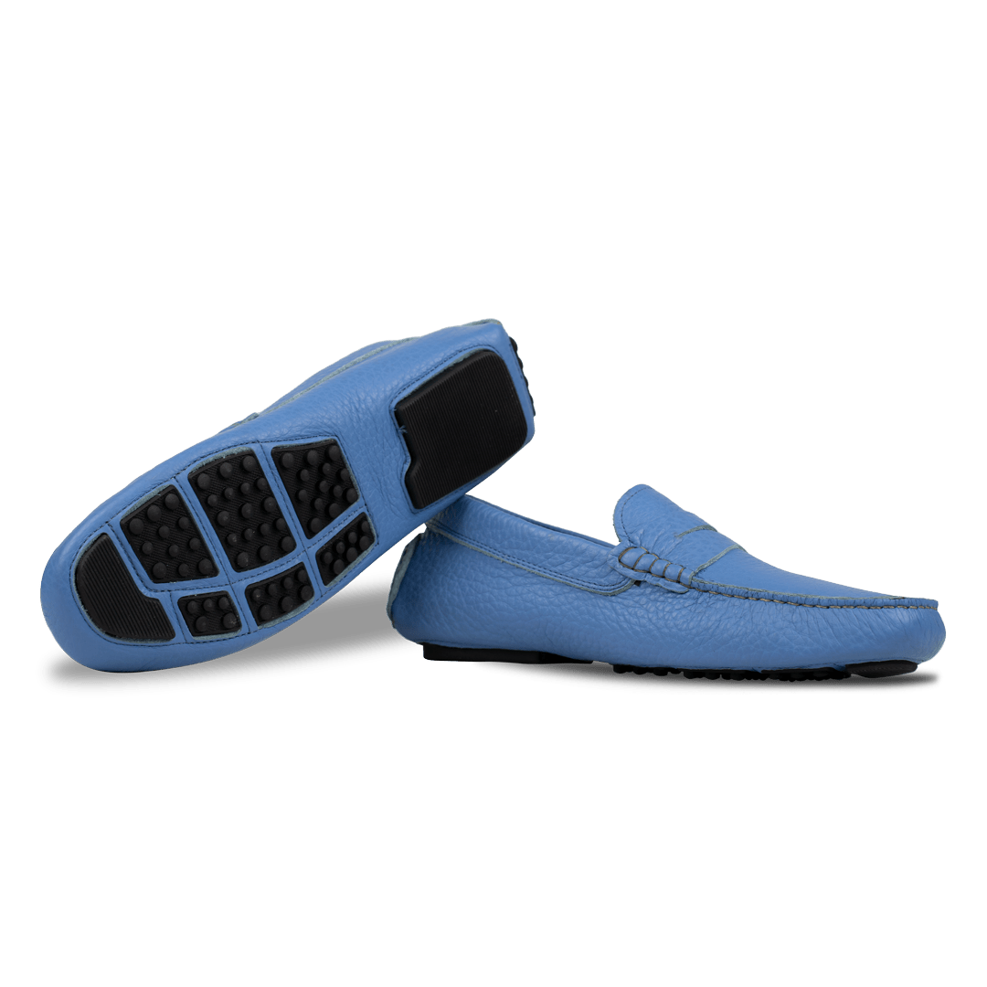 Gary:Mocassin Homme - Gomme Bleu Azur - Bleather Maroc