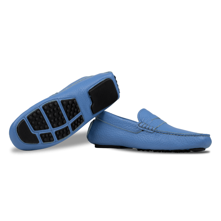 Gary:Mocassin Homme - Gomme Bleu Azur - Bleather Maroc