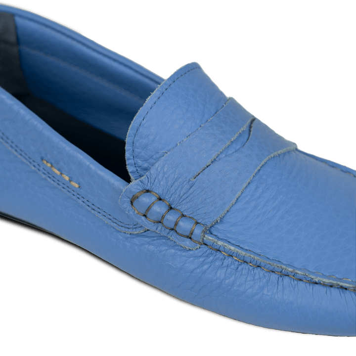 Gary:Mocassin Homme - Gomme Bleu Azur - Bleather Maroc