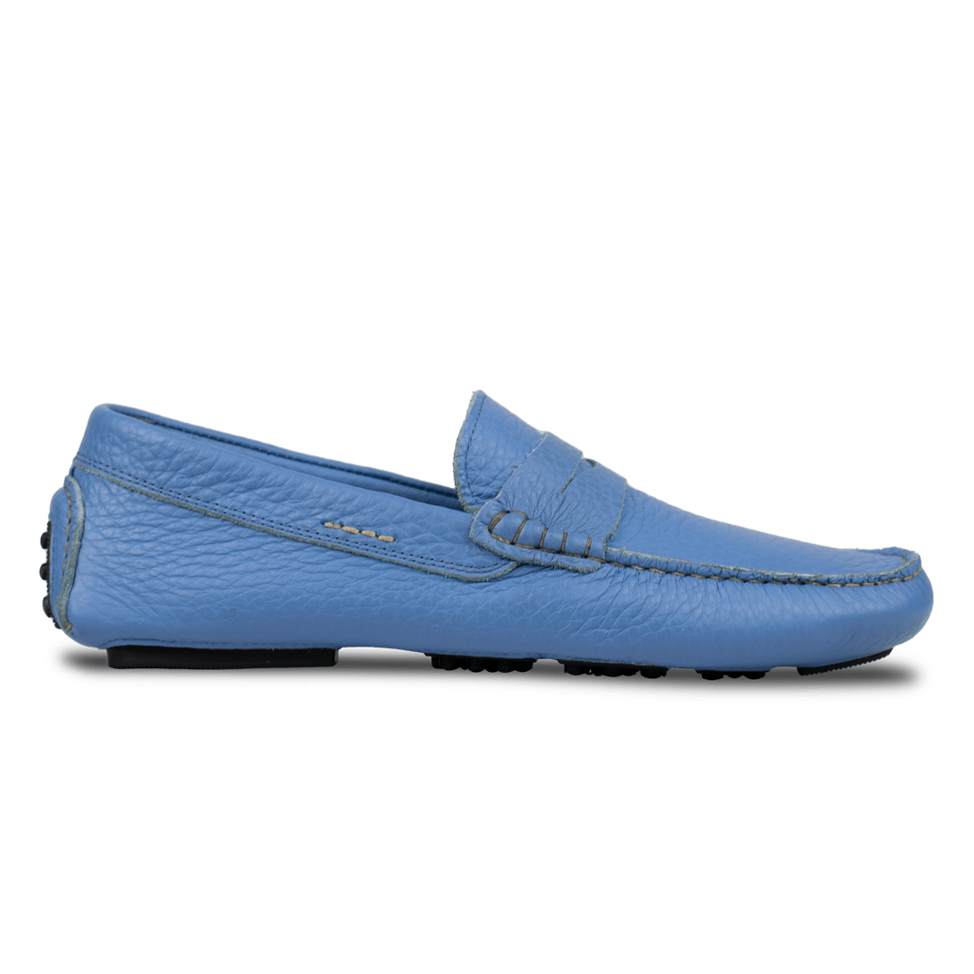 Gary:Mocassin Homme - Gomme Bleu Azur - Bleather Maroc