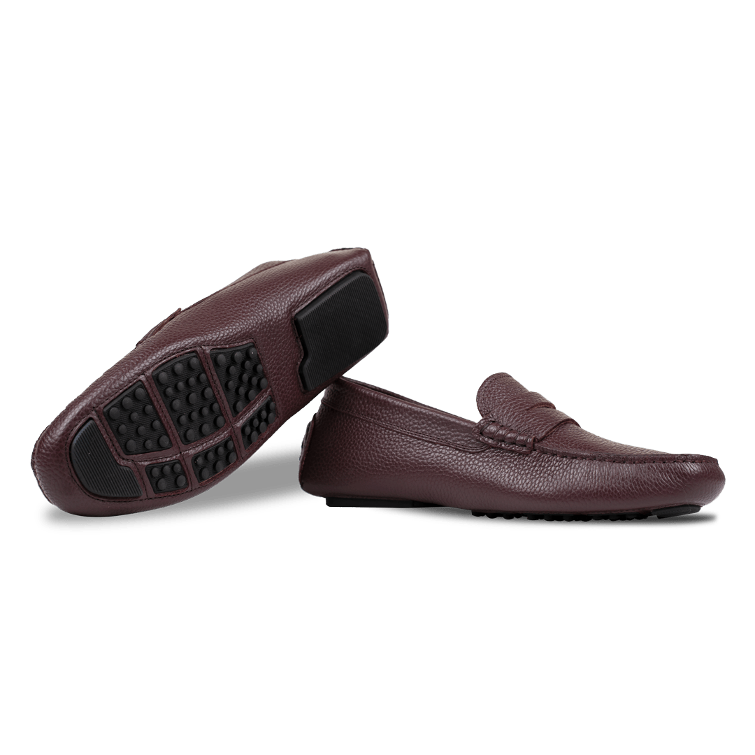 Gary:Mocassin Homme - Gomme Bordeaux - Bleather Maroc