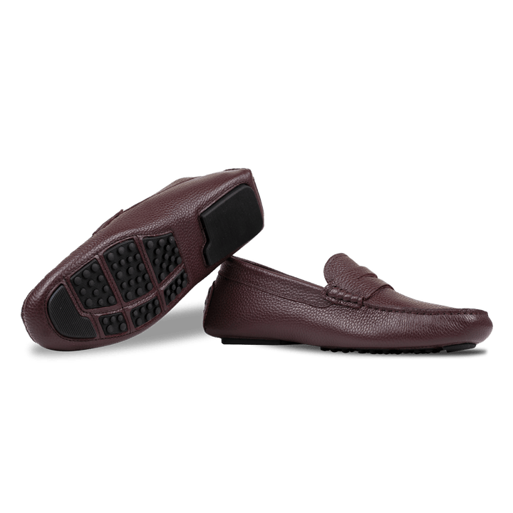 Gary:Mocassin Homme - Gomme Bordeaux - Bleather Maroc