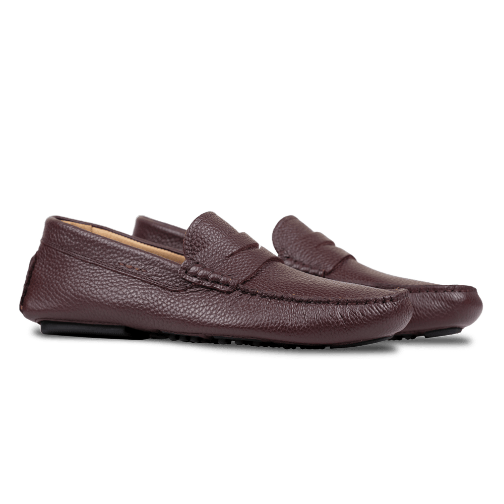 Gary:Mocassin Homme - Gomme Bordeaux - Bleather Maroc