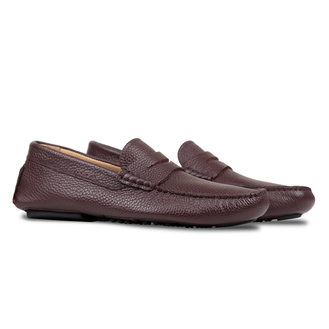 Gary:Mocassin Homme - Gomme Bordeaux - Bleather Maroc