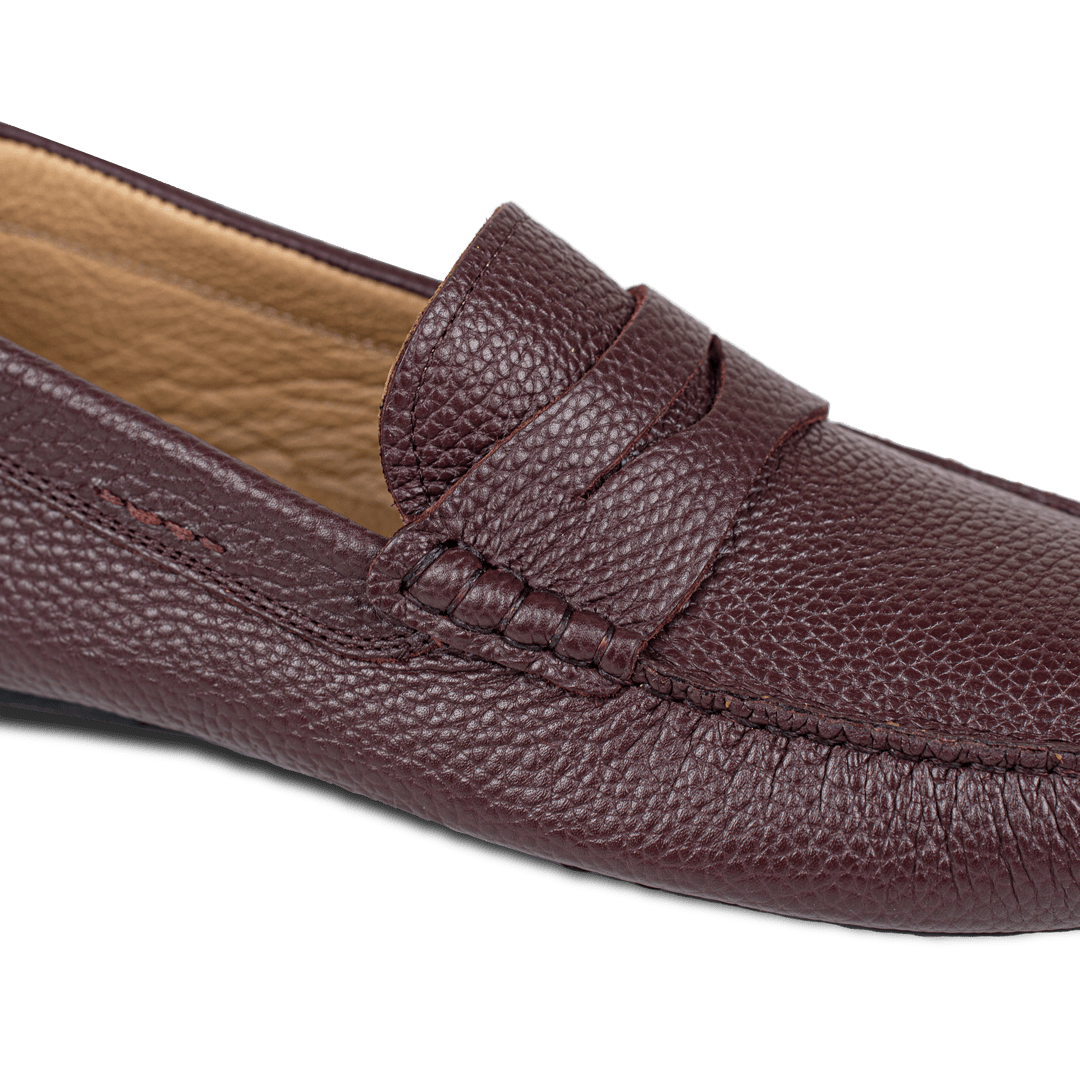 Gary:Mocassin Homme - Gomme Bordeaux - Bleather Maroc