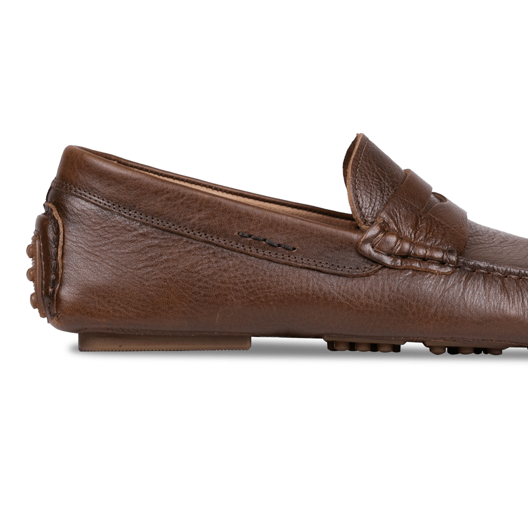 Gary:Mocassin Homme - Gomme Marron grainé - Bleather Maroc