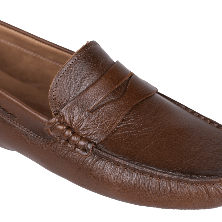 Gary:Mocassin Homme - Gomme Marron grainé - Bleather Maroc