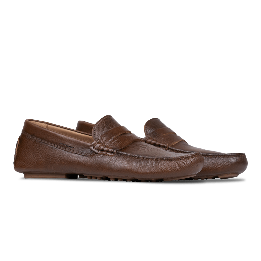 Gary:Mocassin Homme - Gomme Marron grainé - Bleather Maroc