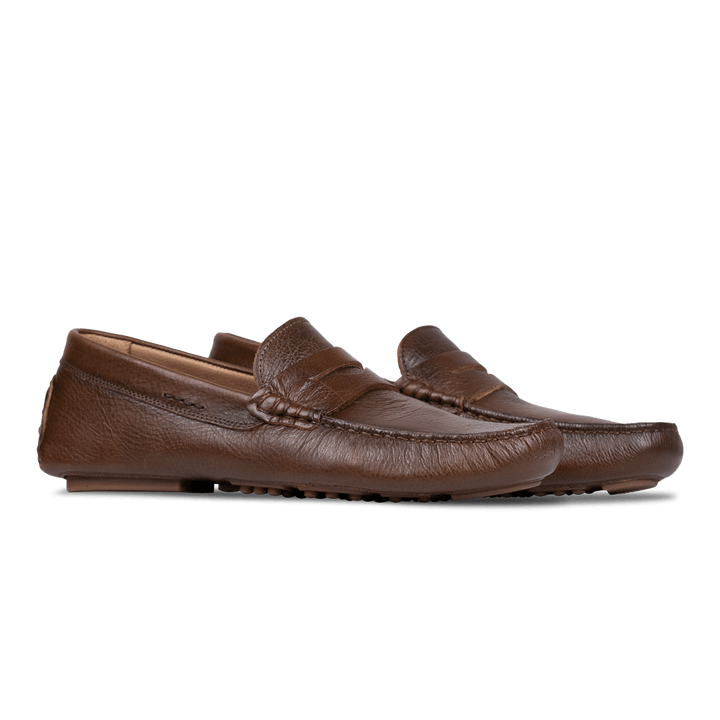 Gary:Mocassin Homme - Gomme Marron grainé - Bleather Maroc