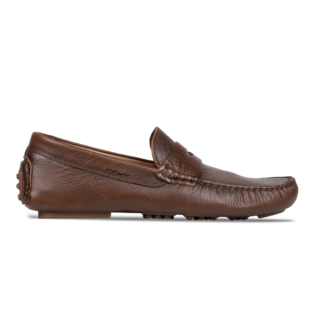 Gary:Mocassin Homme - Gomme Marron grainé - Bleather Maroc