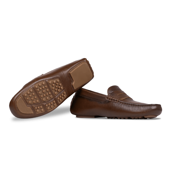 Gary:Mocassin Homme - Gomme Marron grainé - Bleather Maroc