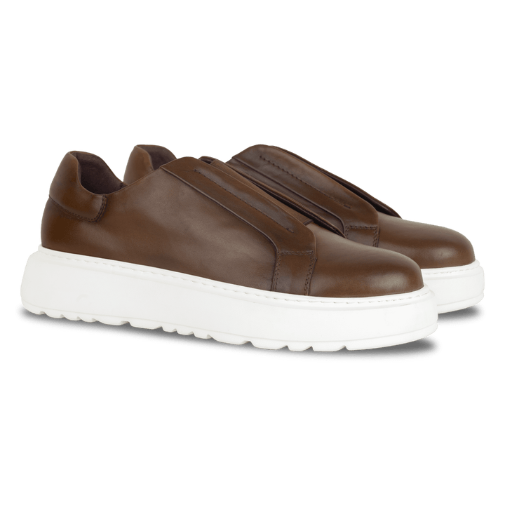 George : Sneakers Homme - Cuir Marron - Bleather Maroc