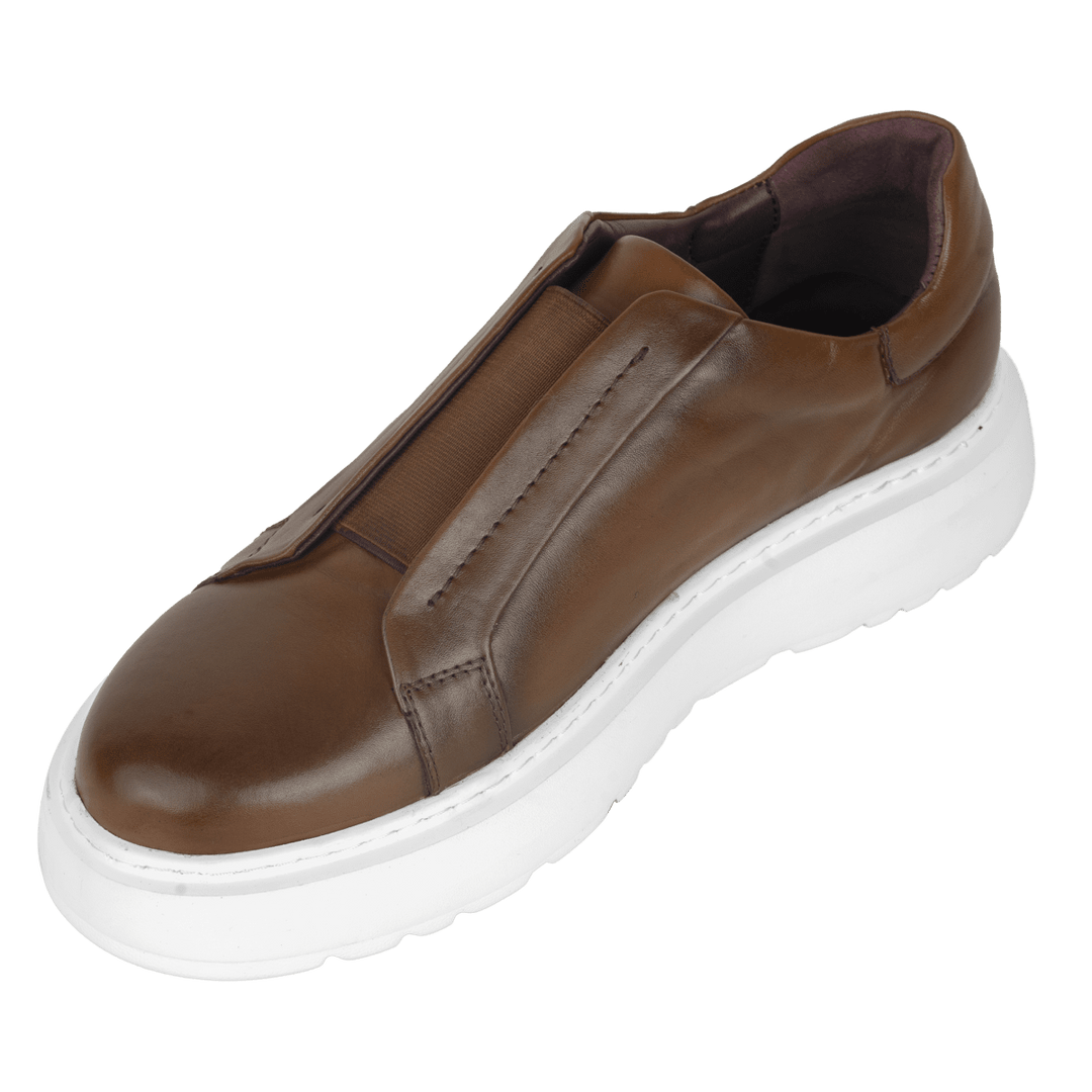 George : Sneakers Homme - Cuir Marron - Bleather Maroc