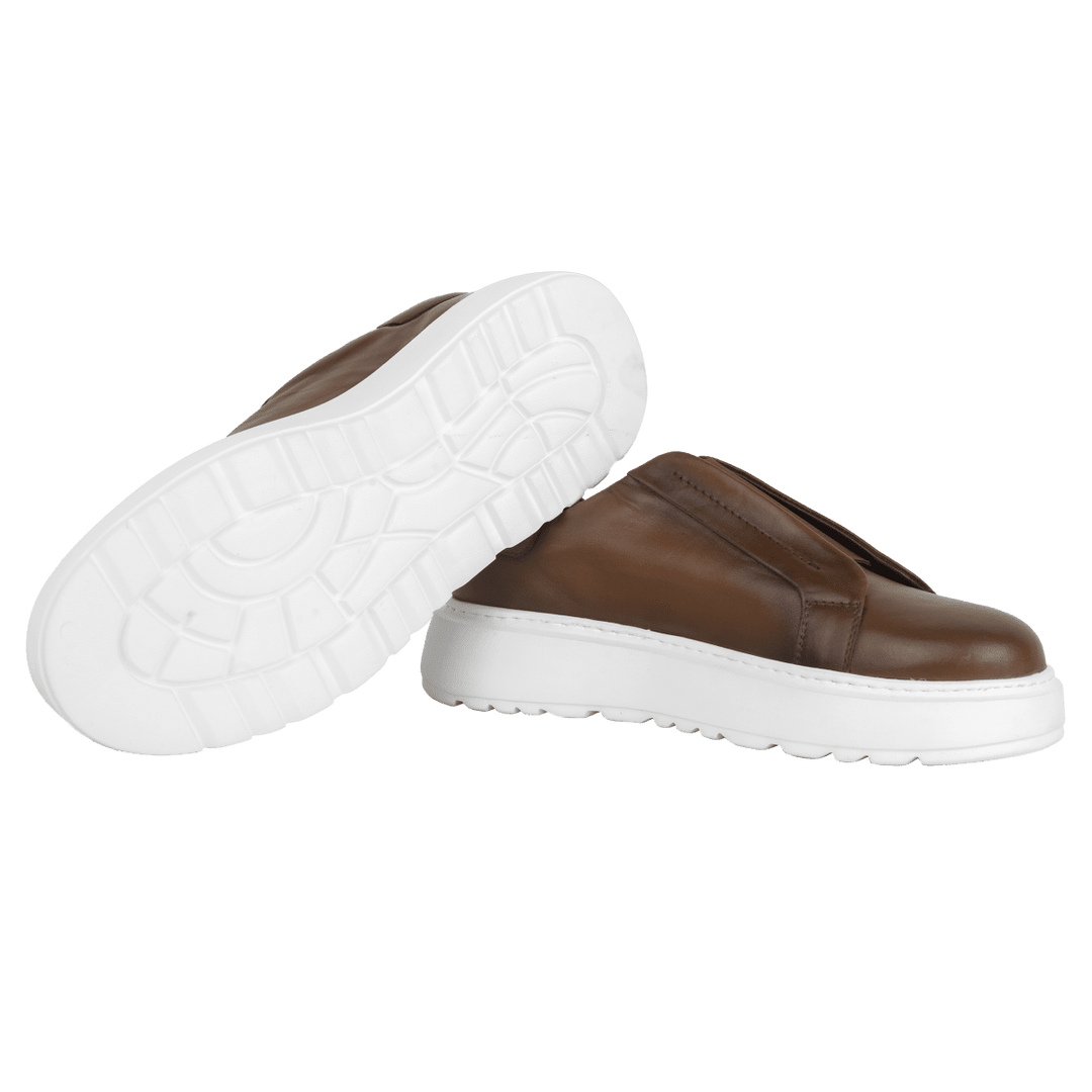 George : Sneakers Homme - Cuir Marron - Bleather Maroc