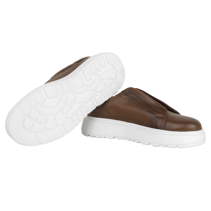 George : Sneakers Homme - Cuir Marron - Bleather Maroc