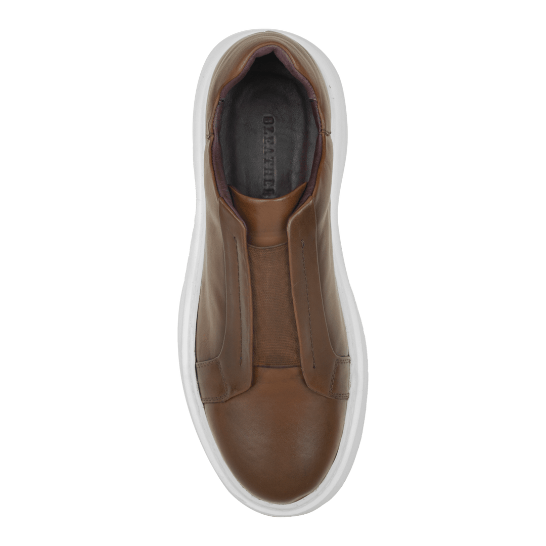 George : Sneakers Homme - Cuir Marron - Bleather Maroc