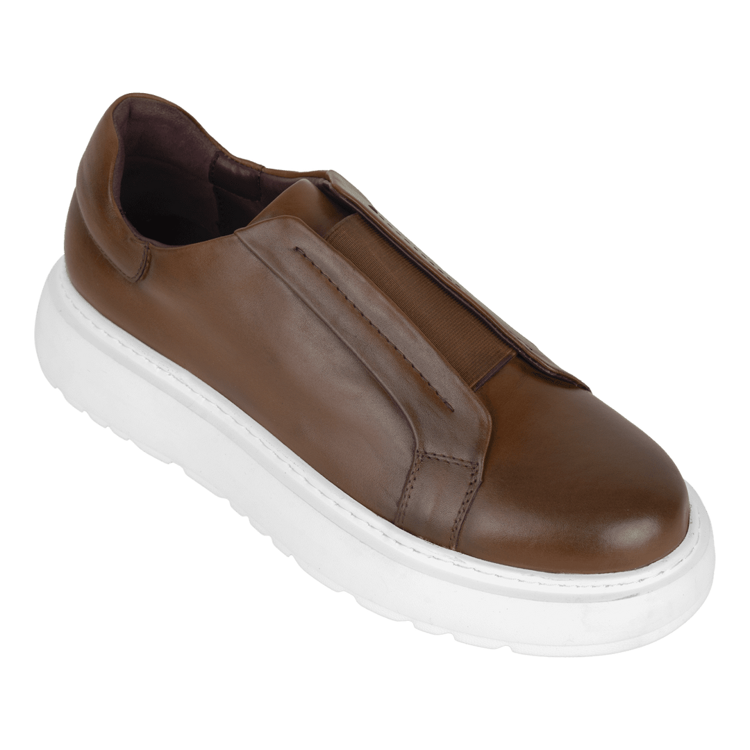 George : Sneakers Homme - Cuir Marron - Bleather Maroc