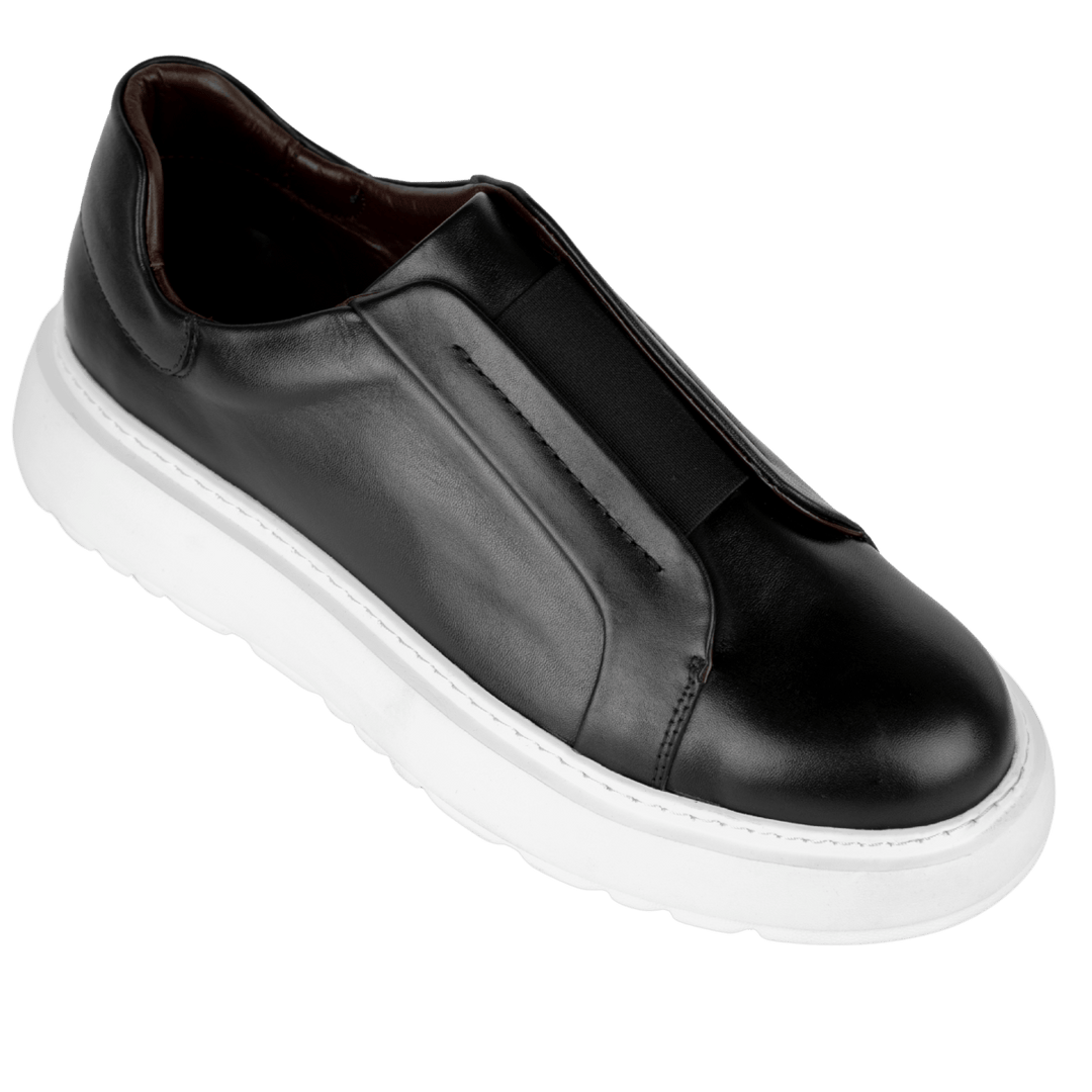 George : Sneakers Homme - Cuir Noir - Bleather Maroc