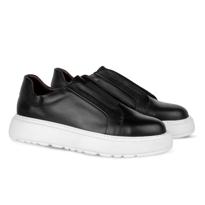 George : Sneakers Homme - Cuir Noir - Bleather Maroc