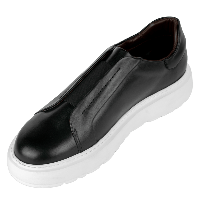 George : Sneakers Homme - Cuir Noir - Bleather Maroc