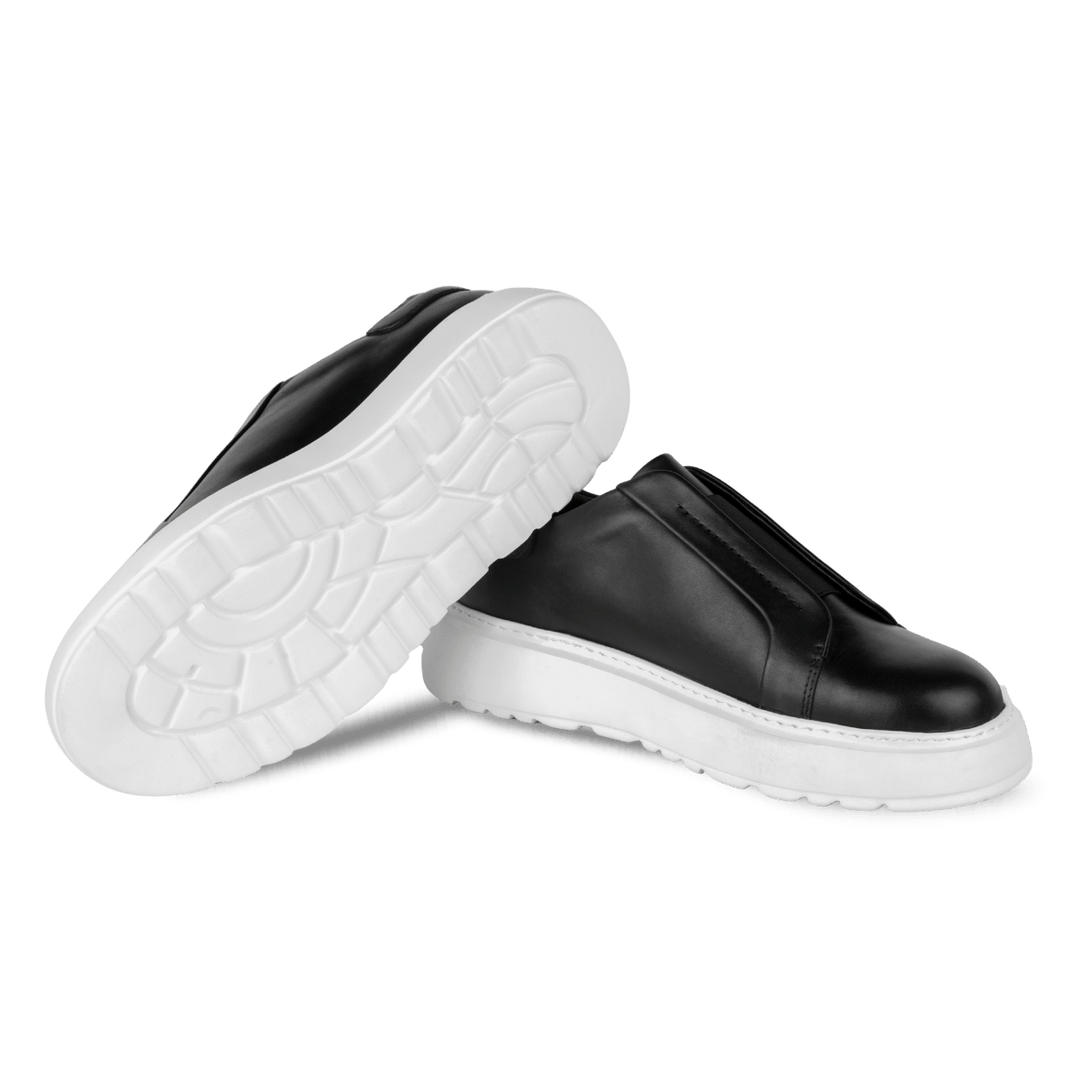 George : Sneakers Homme - Cuir Noir - Bleather Maroc