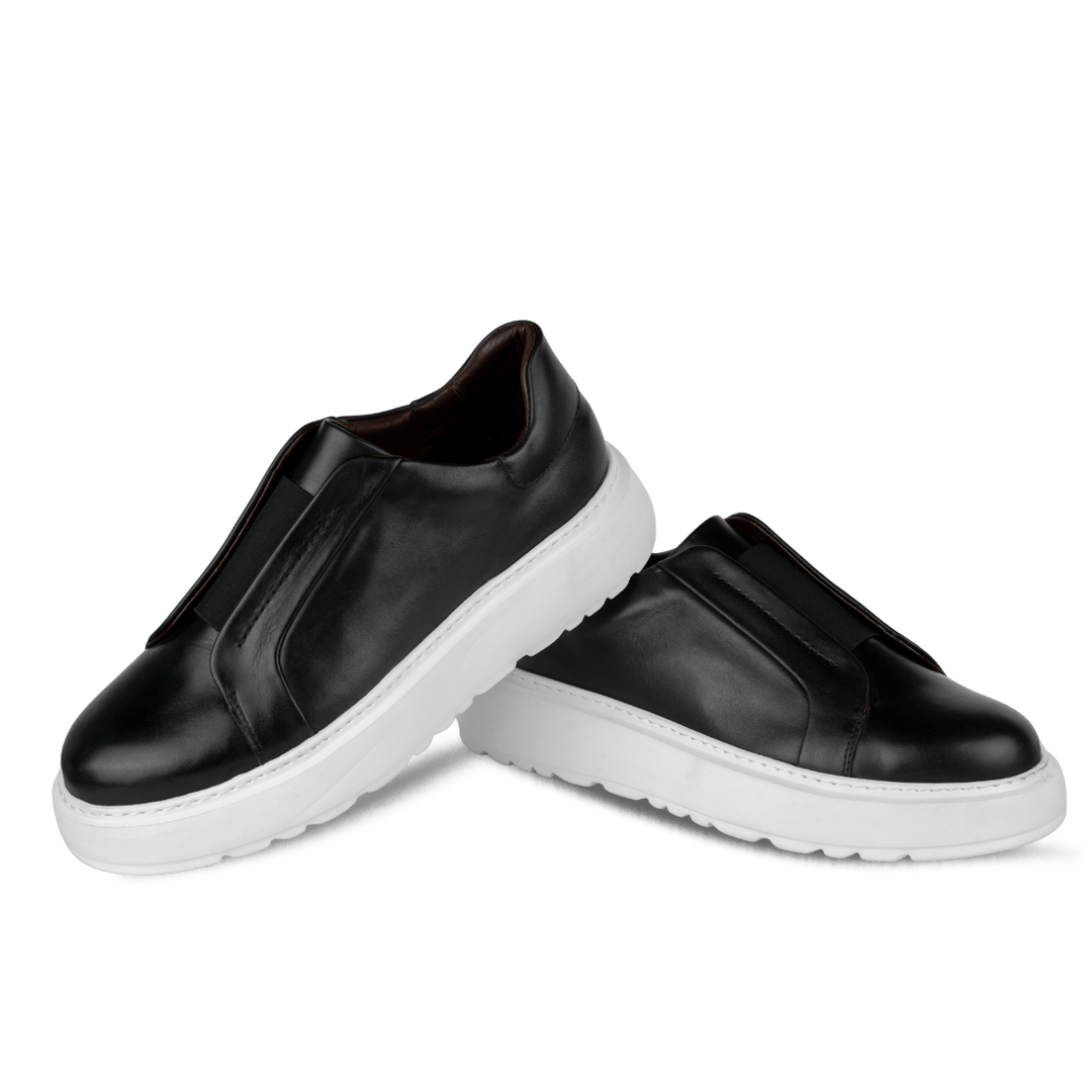 George : Sneakers Homme - Cuir Noir - Bleather Maroc
