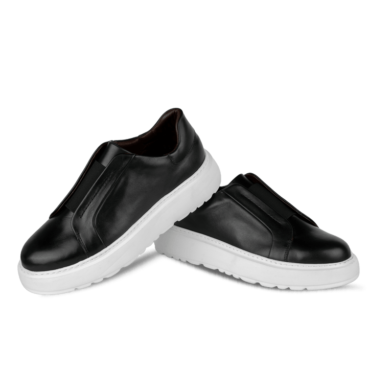 George : Sneakers Homme - Cuir Noir - Bleather Maroc