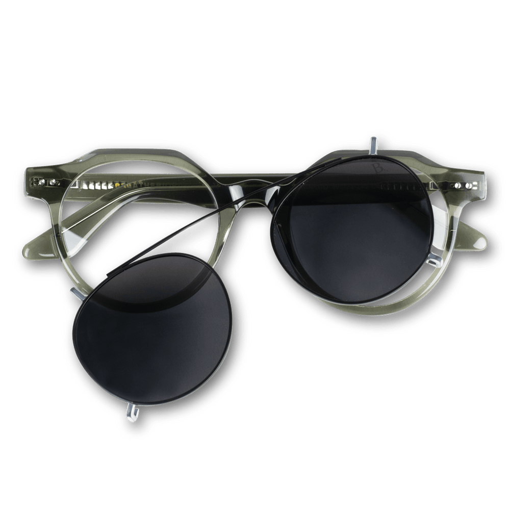 Ginkgo: Lunettes à clips de luxe Gris transparent - Bleather Maroc