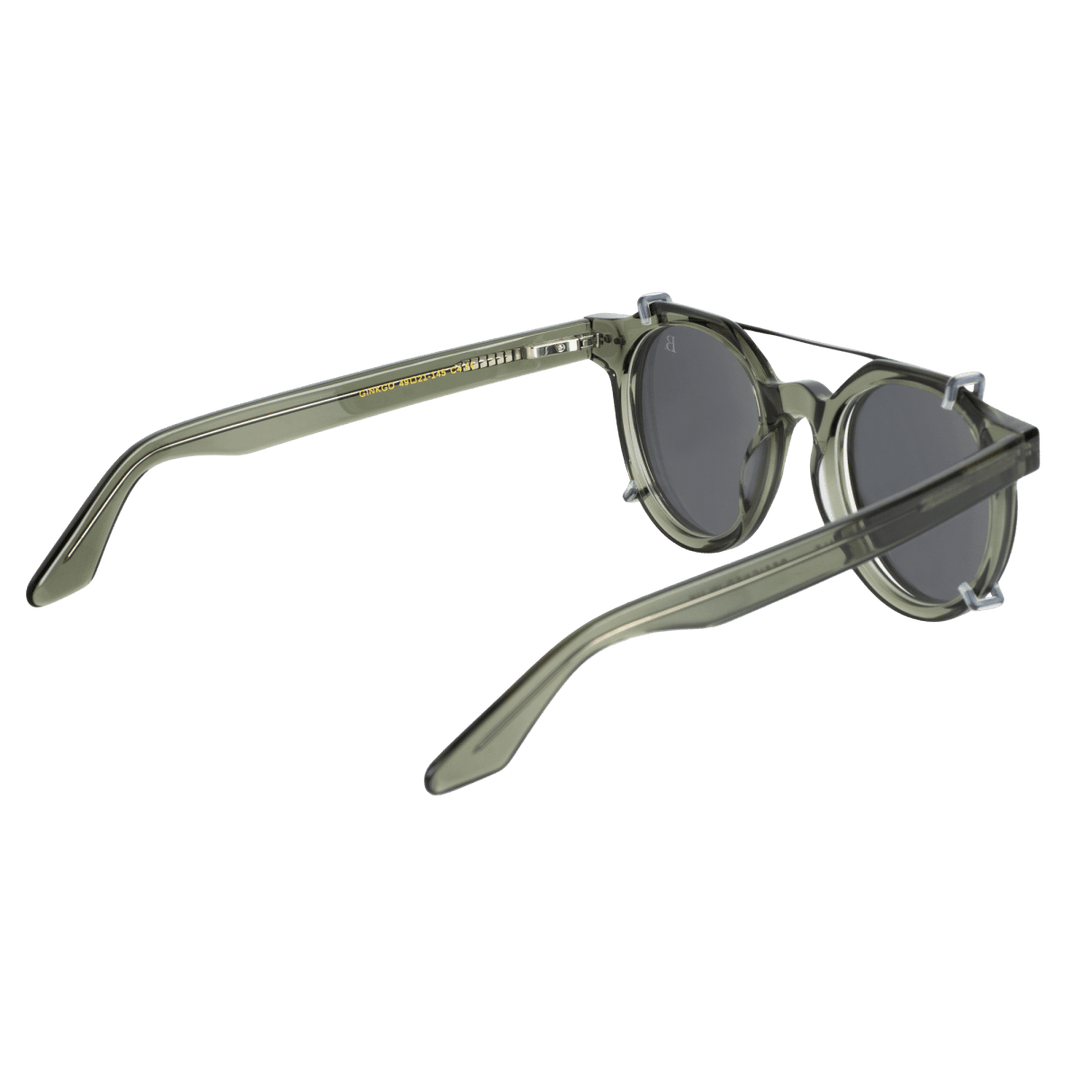 Ginkgo: Lunettes à clips de luxe Gris transparent - Bleather Maroc