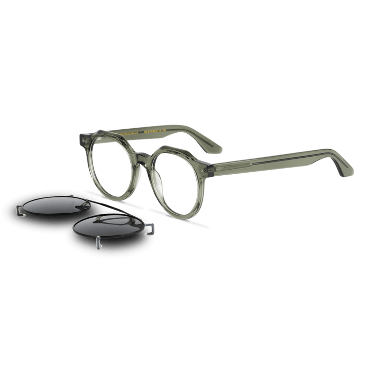 Ginkgo: Lunettes à clips de luxe Gris transparent - Bleather Maroc