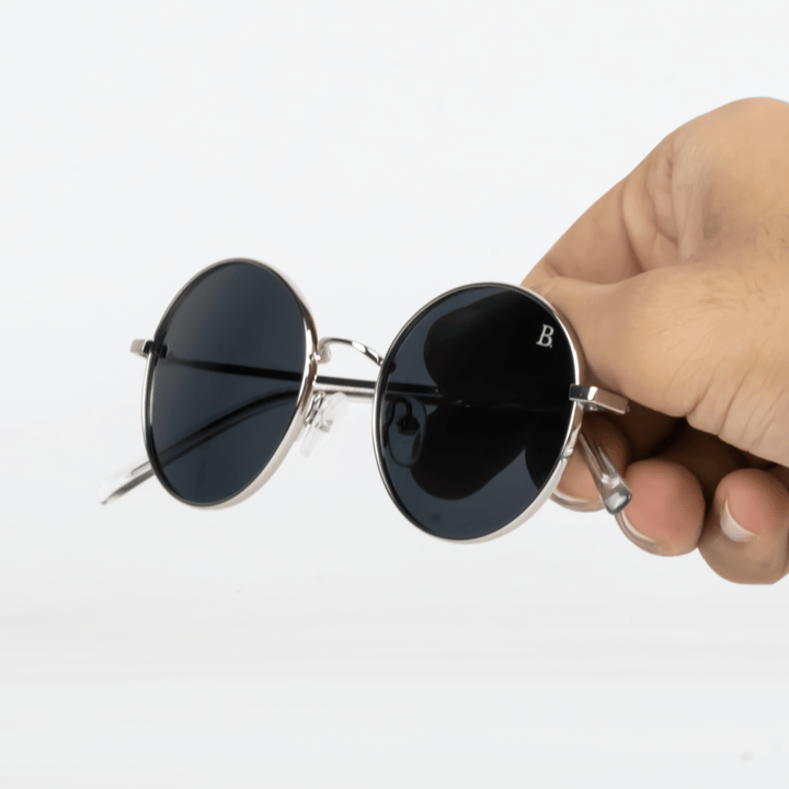 Globe S': Lunettes de soleil de luxe Noir Silver - Bleather Maroc
