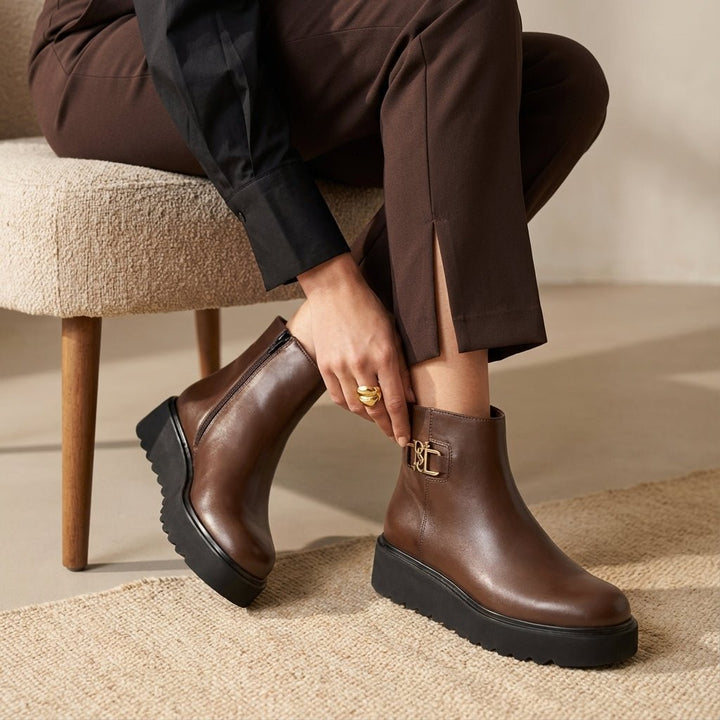 Grace: Bottines Femme - Cuir Marron - Bleather Maroc