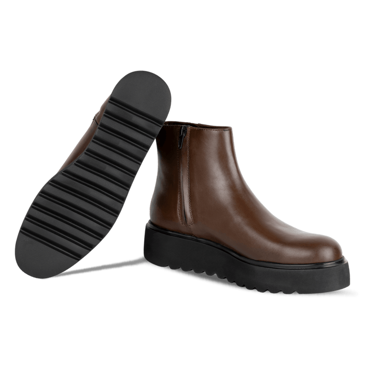 Grace: Bottines Femme - Cuir Marron - Bleather Maroc