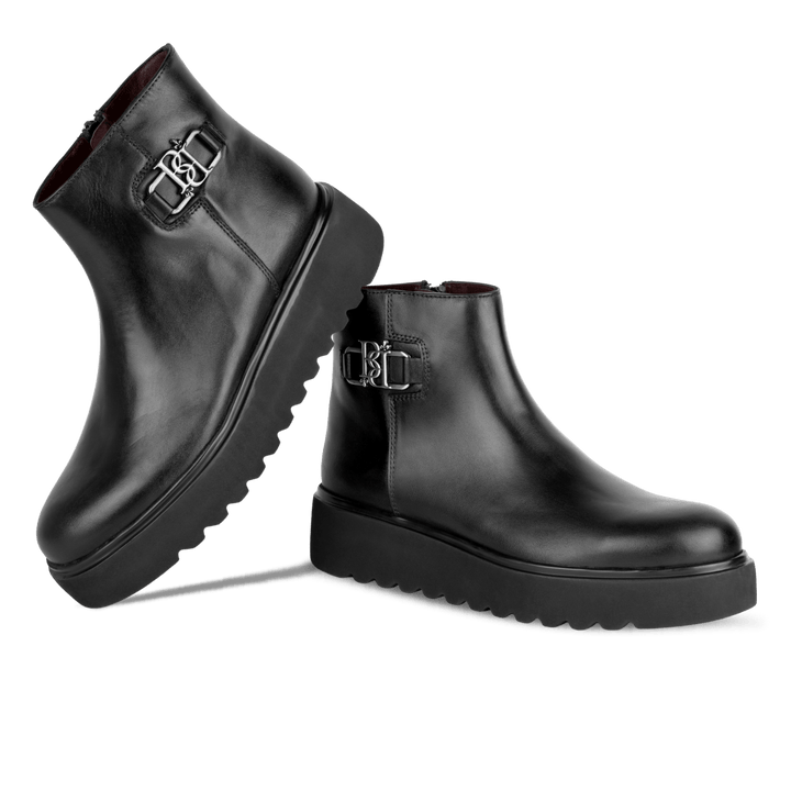 Grace: Bottines Femme - Cuir Noir - Bleather Maroc