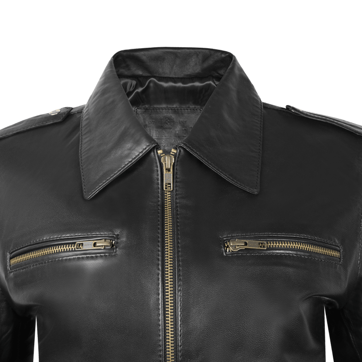 Hailey: Jacket Femme - Cuir Noir - Bleather Maroc