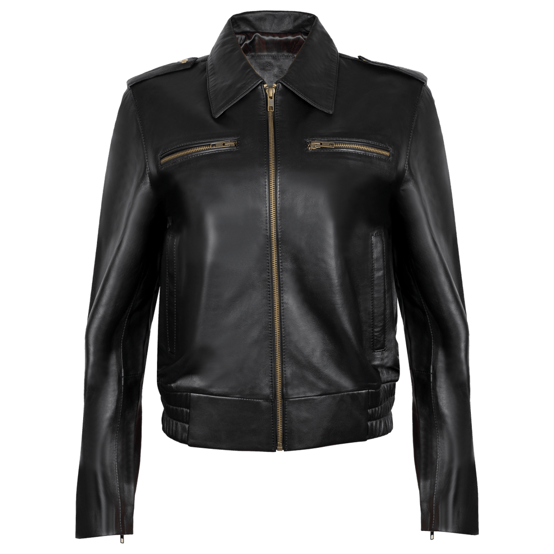 Hailey: Jacket Femme - Cuir Noir - Bleather Maroc