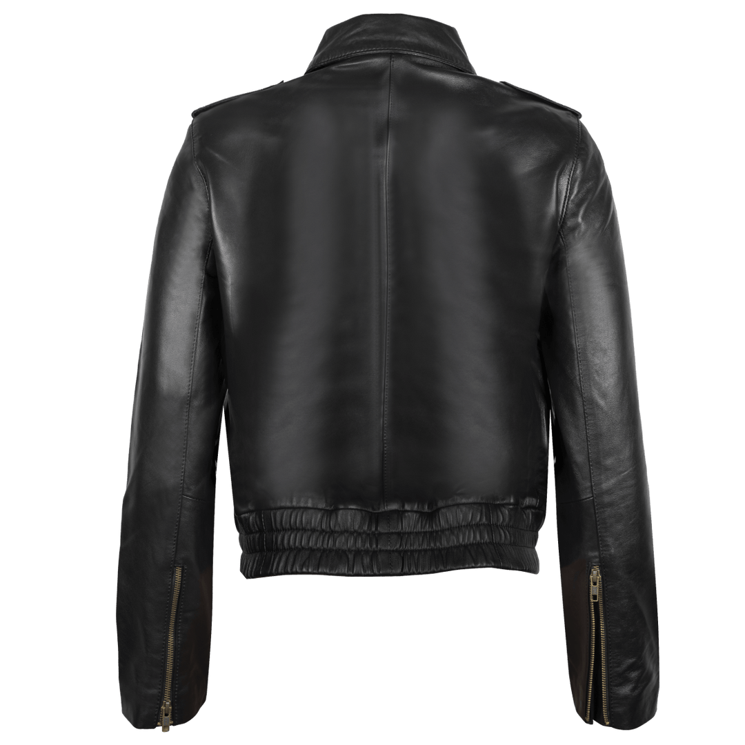 Hailey: Jacket Femme - Cuir Noir - Bleather Maroc