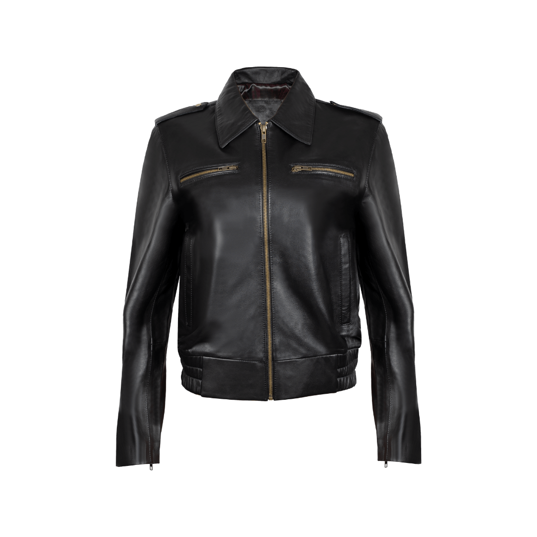 Hailey: Jacket Femme - Cuir Noir - Bleather Maroc
