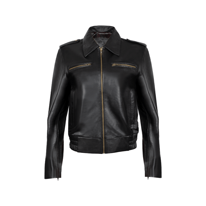 Hailey: Jacket Femme - Cuir Noir - Bleather Maroc