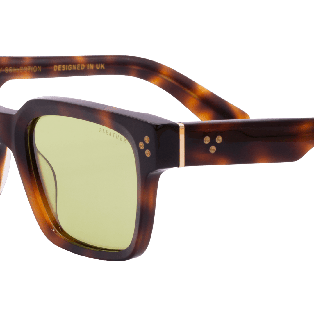 Harper A': Lunettes de soleil de luxe Vert trans/Havane - Bleather Maroc